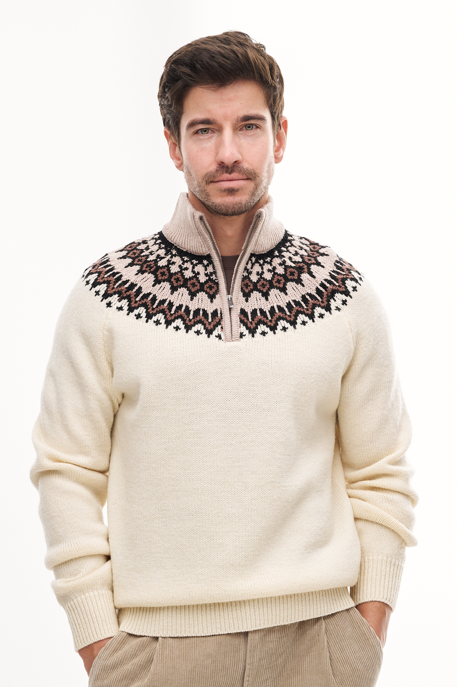 MC2 SAINT BARTH  Свитер со скандинавским рисунком и горловиной с застежкой на молнии