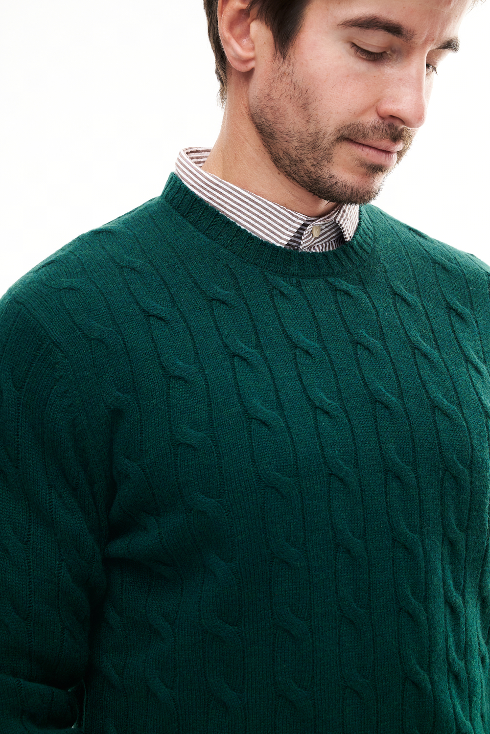MC2 SAINT BARTH  Пуловер с рисунком в косы из премиальной шерсти оттенка british green