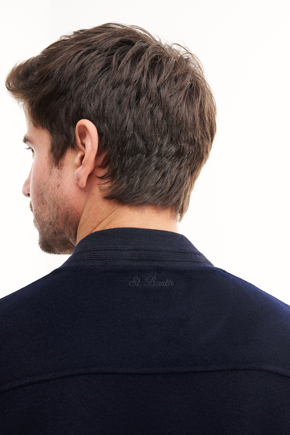 MC2 SAINT BARTH Пальтовый бомбер из двухслойной шерсти handmade оттенка navy blue