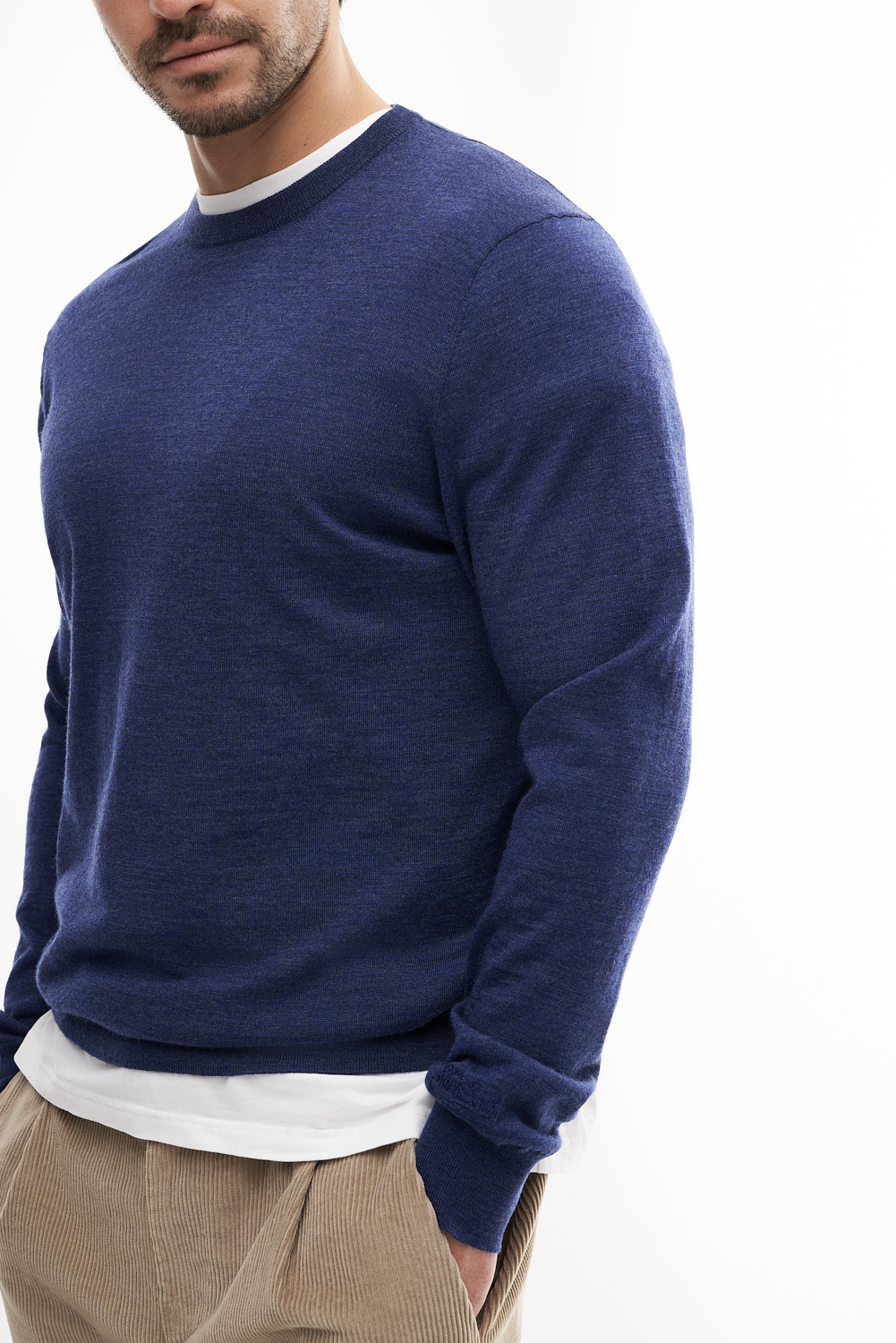 MC2 SAINT BARTH  Пуловер из шерсти тонкого кручения мерино оттенка деним