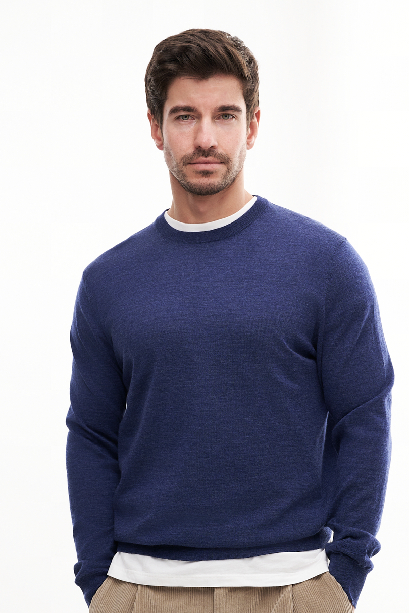 MC2 SAINT BARTH  Пуловер из шерсти тонкого кручения мерино оттенка деним