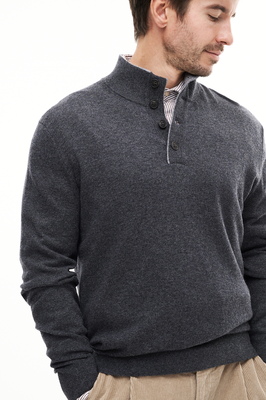 MC2 SAINT BARTH  Пуловер с застежкой на пуговицах по горловине из бленда кашемира и шерсти