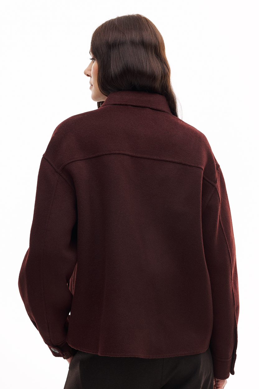 MC2 SAINT BARTH Пальтовая рубашка из двухслойной шерсти handmade оттенка бордо