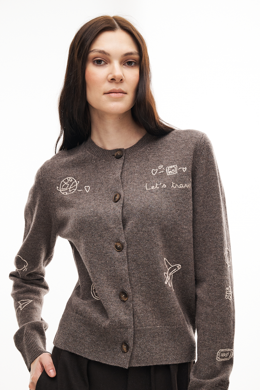 MC2 SAINT BARTH  Кардиган из премиальной шерсти с вышивкой ‘Lets travel’