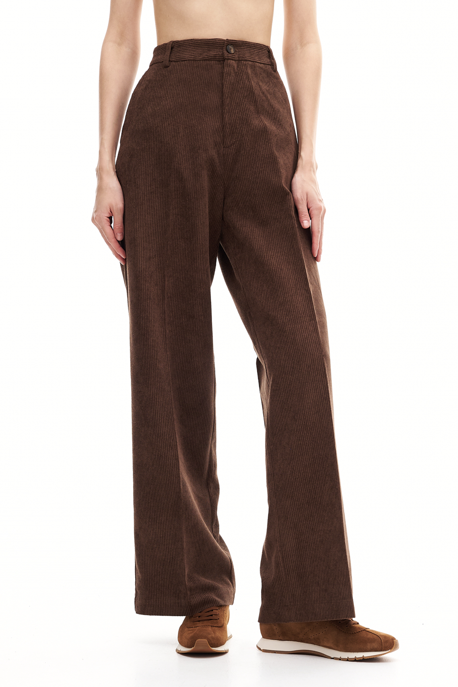 MC2 SAINT BARTH  Брюки прямого кроя из фактурного кордового вельвета оттенка teddy