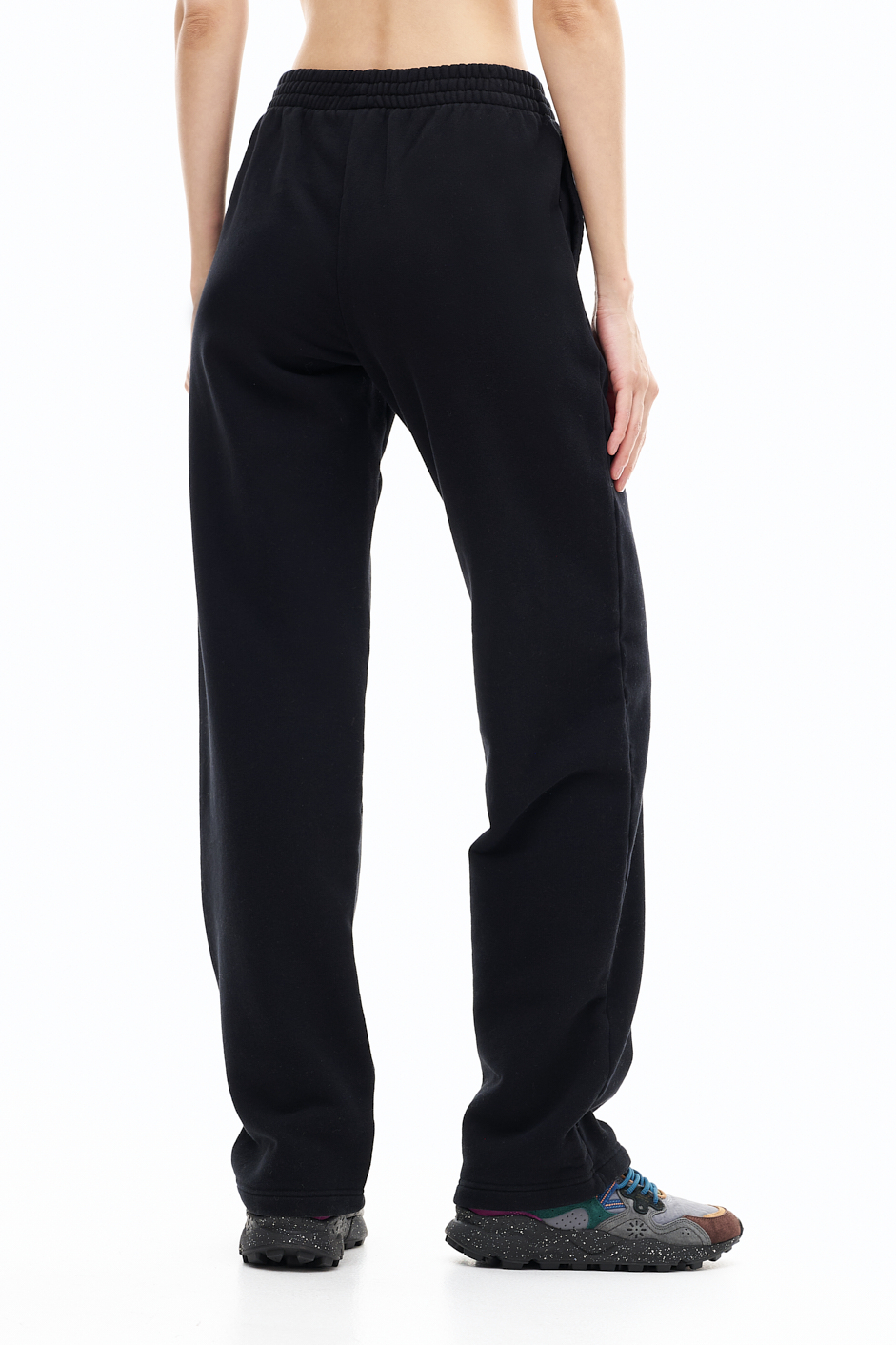 MC2 SAINT BARTH Брюки прямого кроя из зимнего футера черного цвета