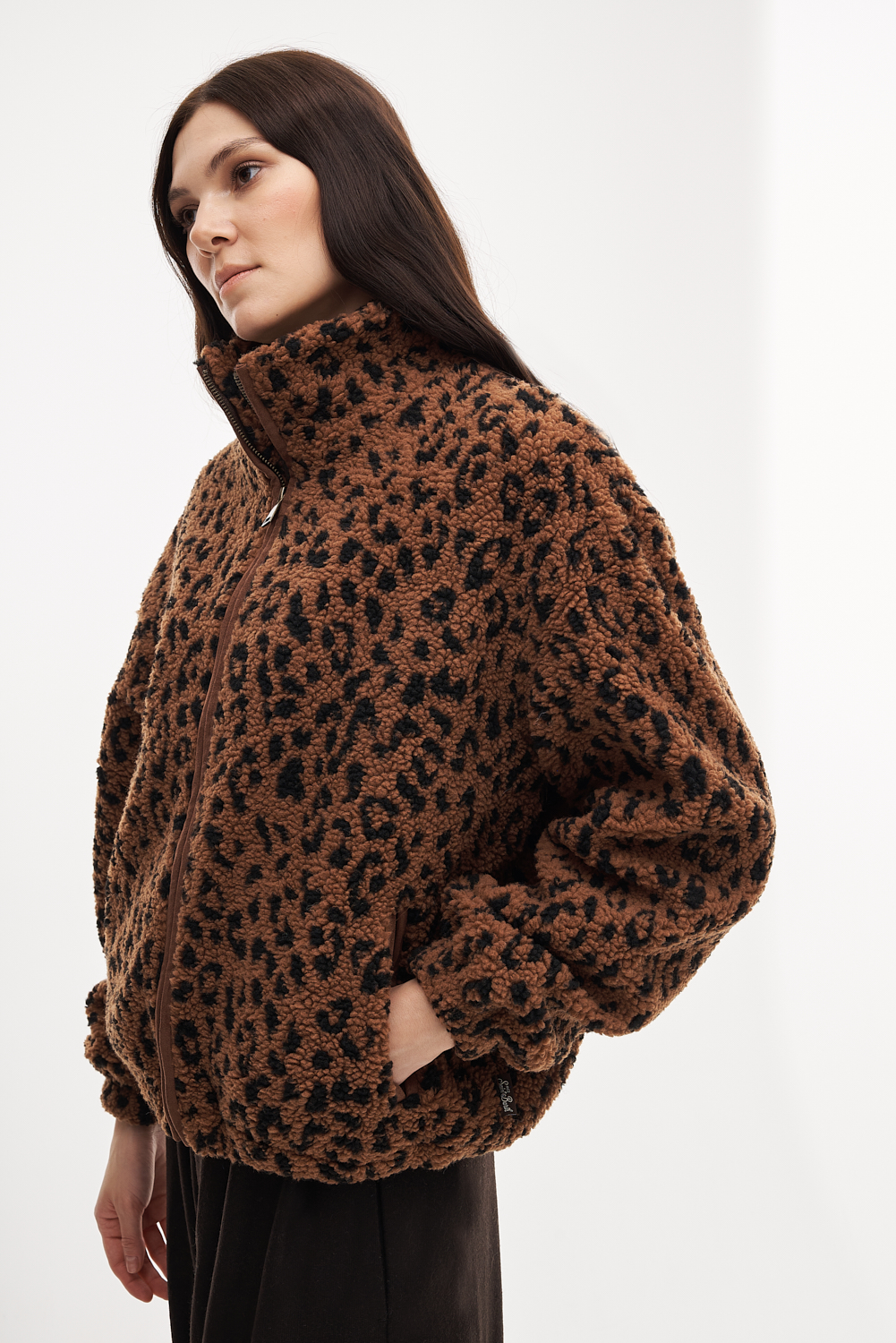 MC2 SAINT BARTH Куртка-флиска из эко-овчины с лео-принтом