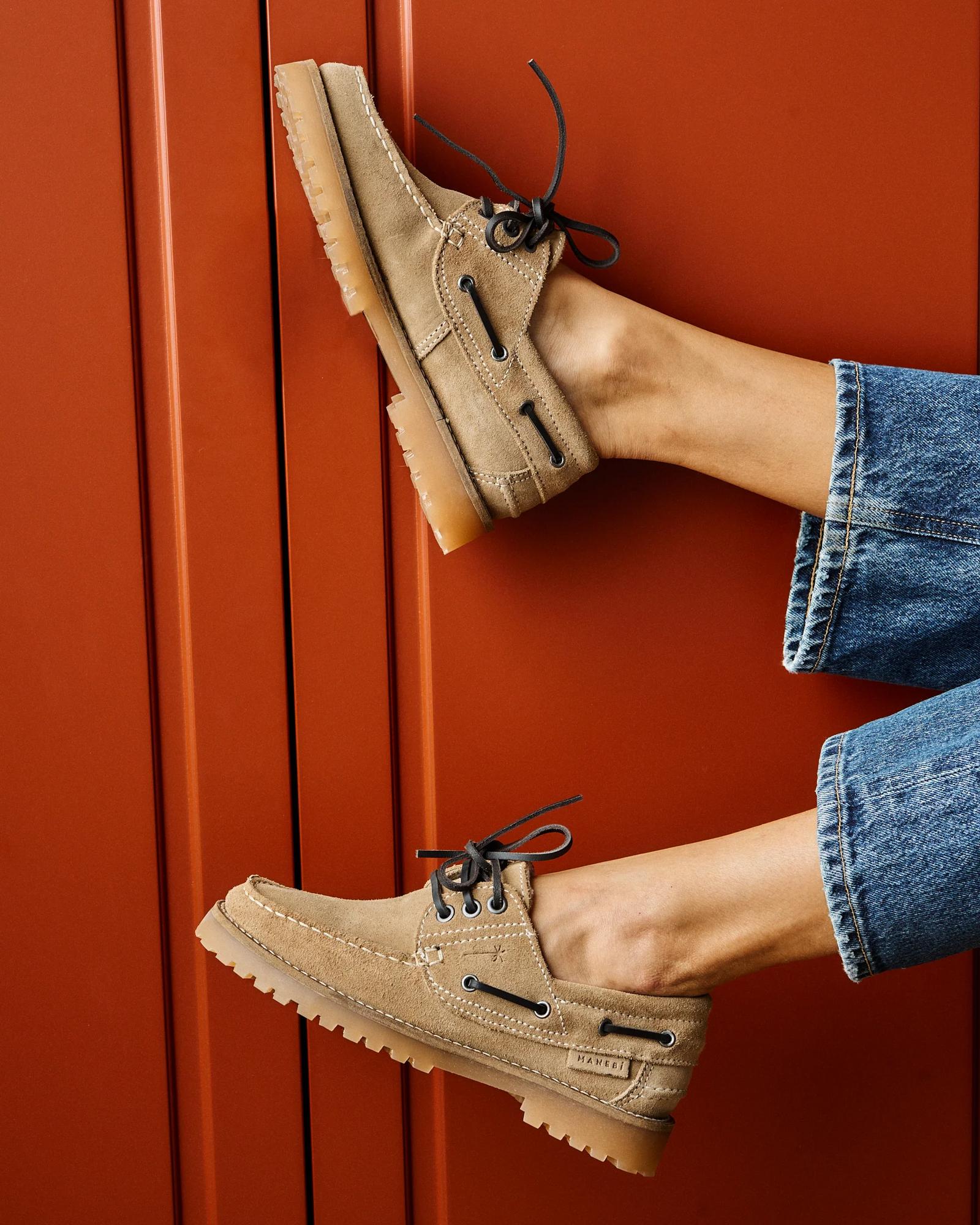 MANEBI Топсайдеры Hamptons из плотной замши с внутренней отделкой из шерсти овчины