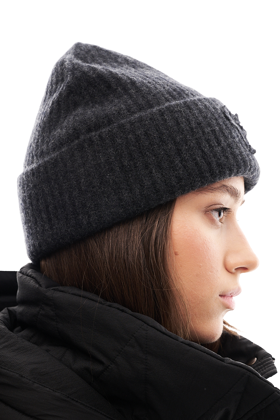 MANEBI  Шапка-бинни из премиального кашемира оттенка графит