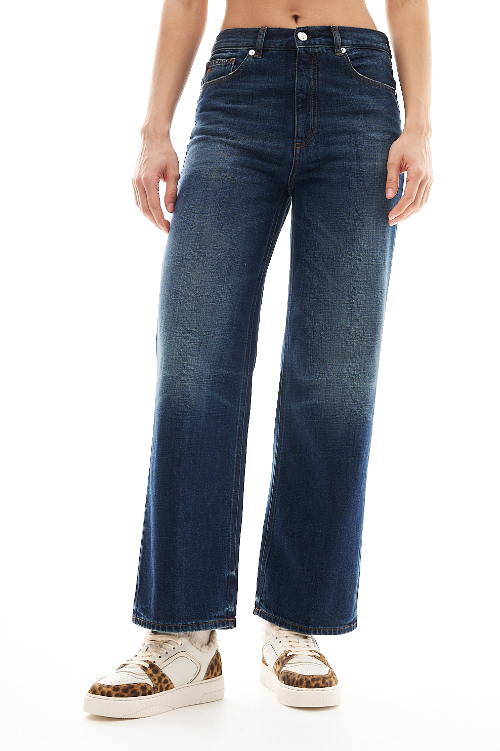 nine:inthe:morning Джинсы прямого кроя ELSA из плотного классического денима с дизайнерским варом