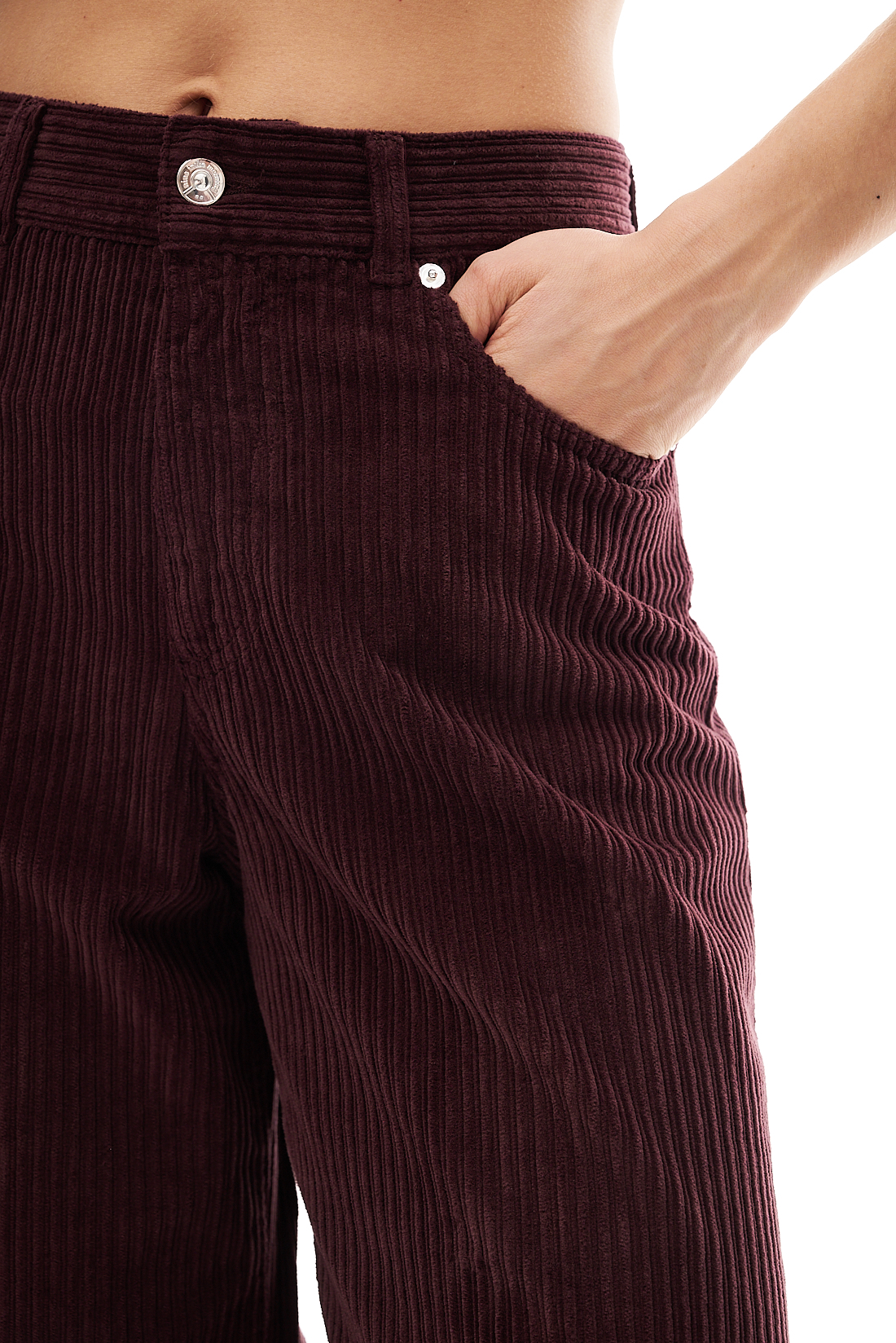 nine:inthe:morning Брюки GEA из фактурного кордового вельвета оттенка бордо