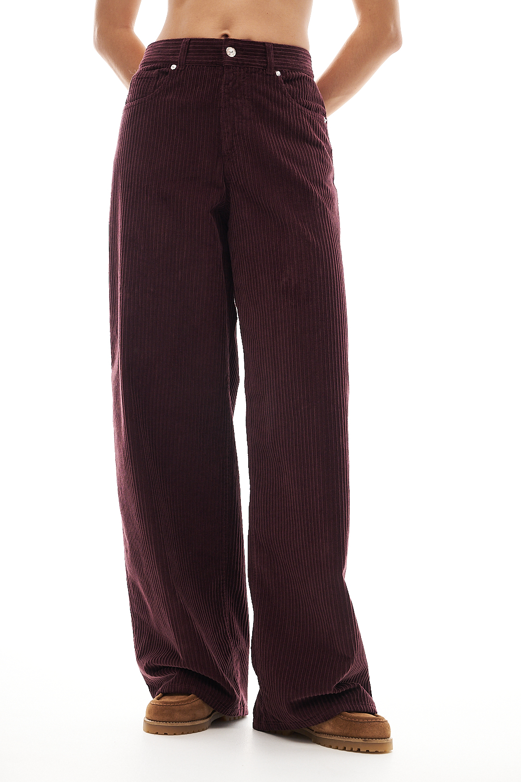 nine:inthe:morning Брюки GEA из фактурного кордового вельвета оттенка бордо