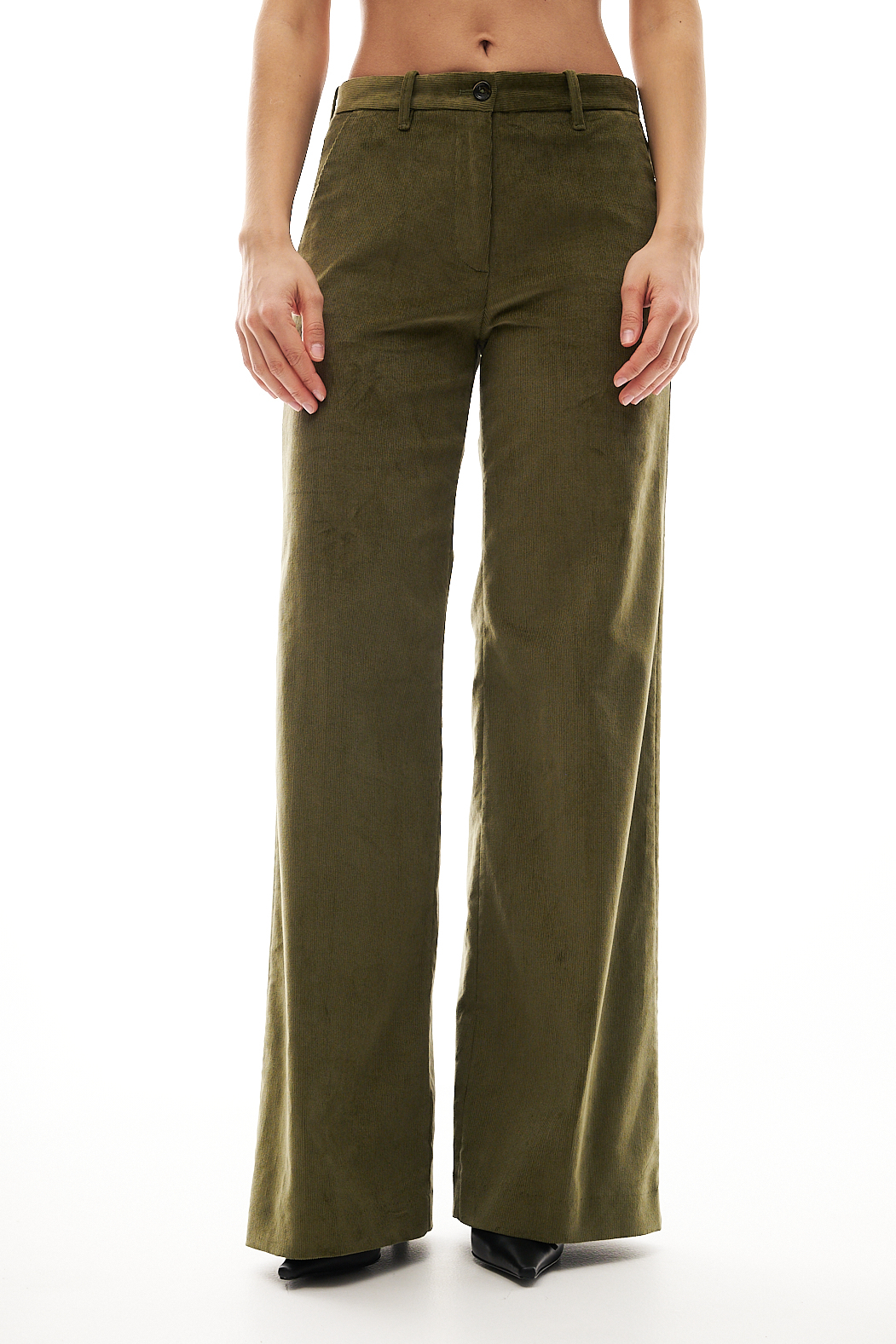 nine:inthe:morning Брюки-чино NADIA из микровельвета оттенка хвои