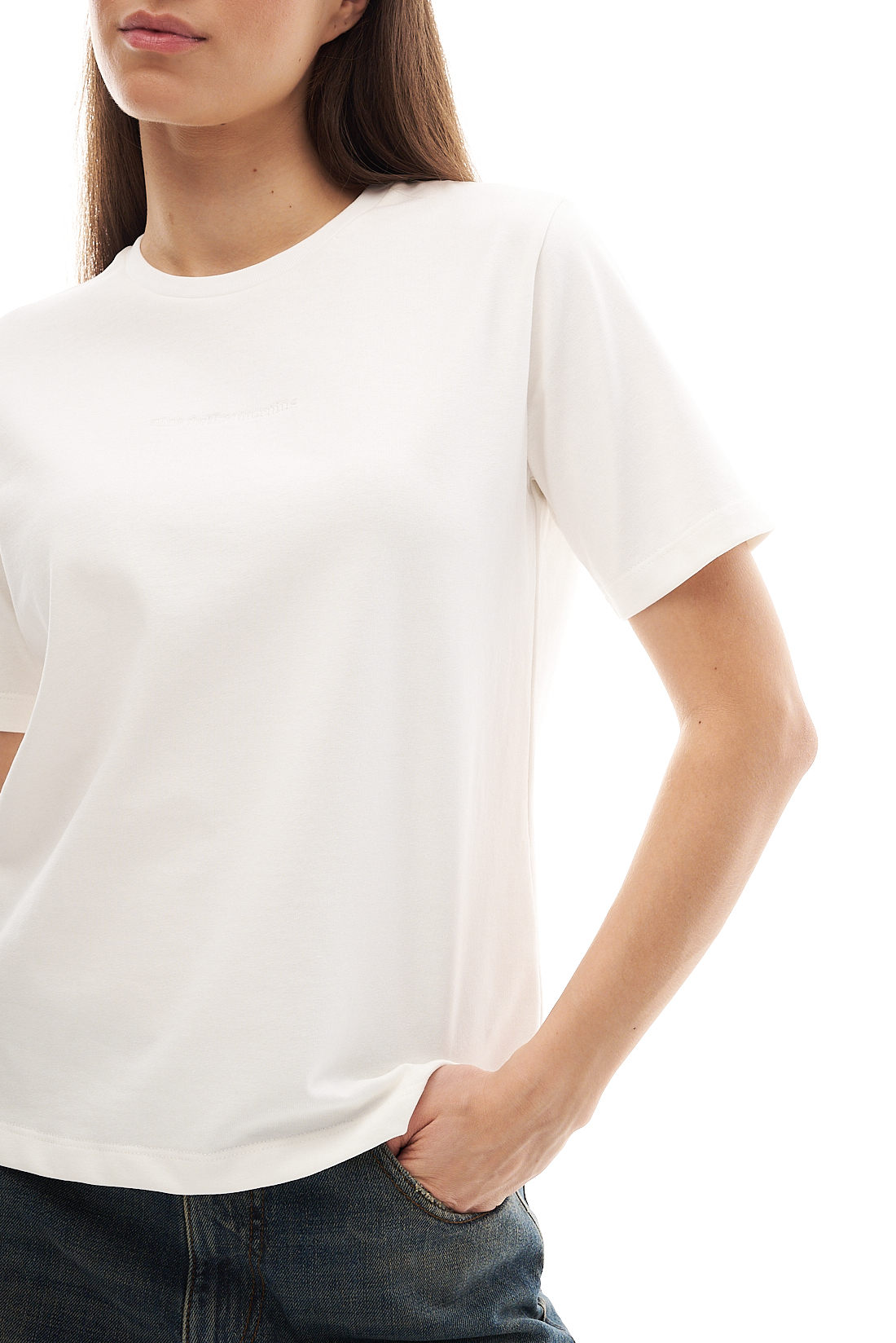 nine:inthe:morning Футболка IMMA полуприталенного кроя из зимнего хлопка с фирменной вышивкой