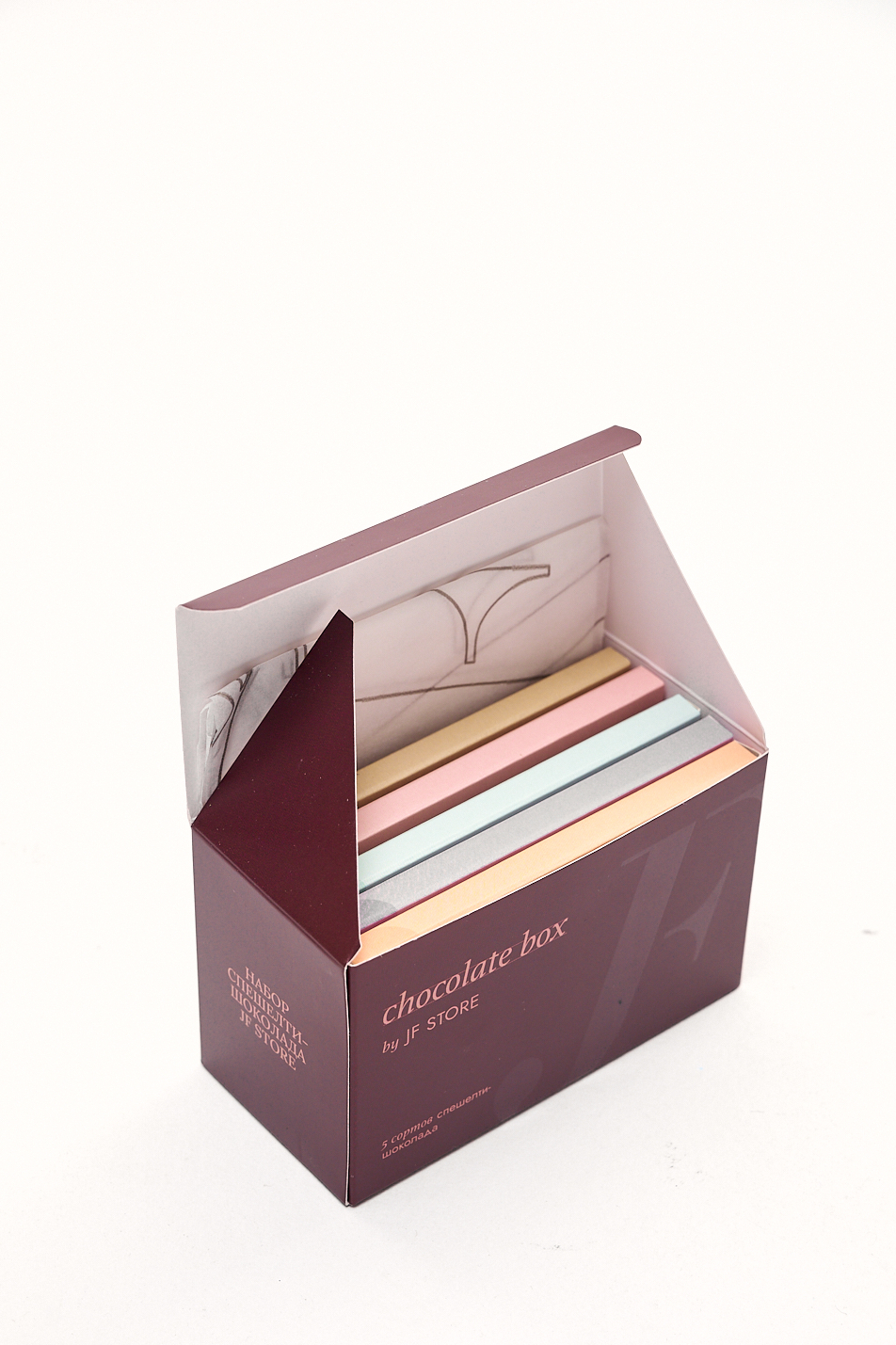 JF STORE  Chocolate box: подарочный набор спешелти-шоколада в фирменной коробке (5 сортов)