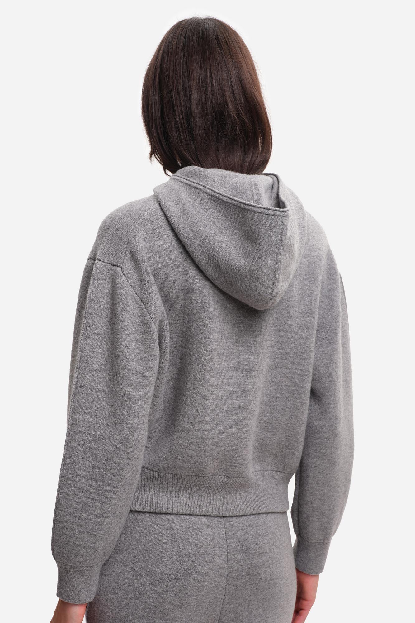 MARGAUX LONNBERG Кардиган на молнии с капюшоном из бленда кашемира и шерсти оттенка тауп