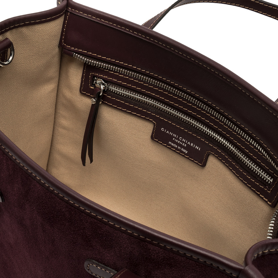 GIANNI CHIARINI  Сумка-тоут Marcella 32 из премиальной замши ягодного оттенка