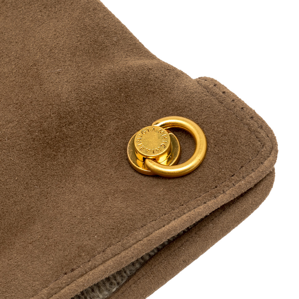 GIANNI CHIARINI  Перчатки из премиальной замши оттенка коньяка на подкладке из кашемира