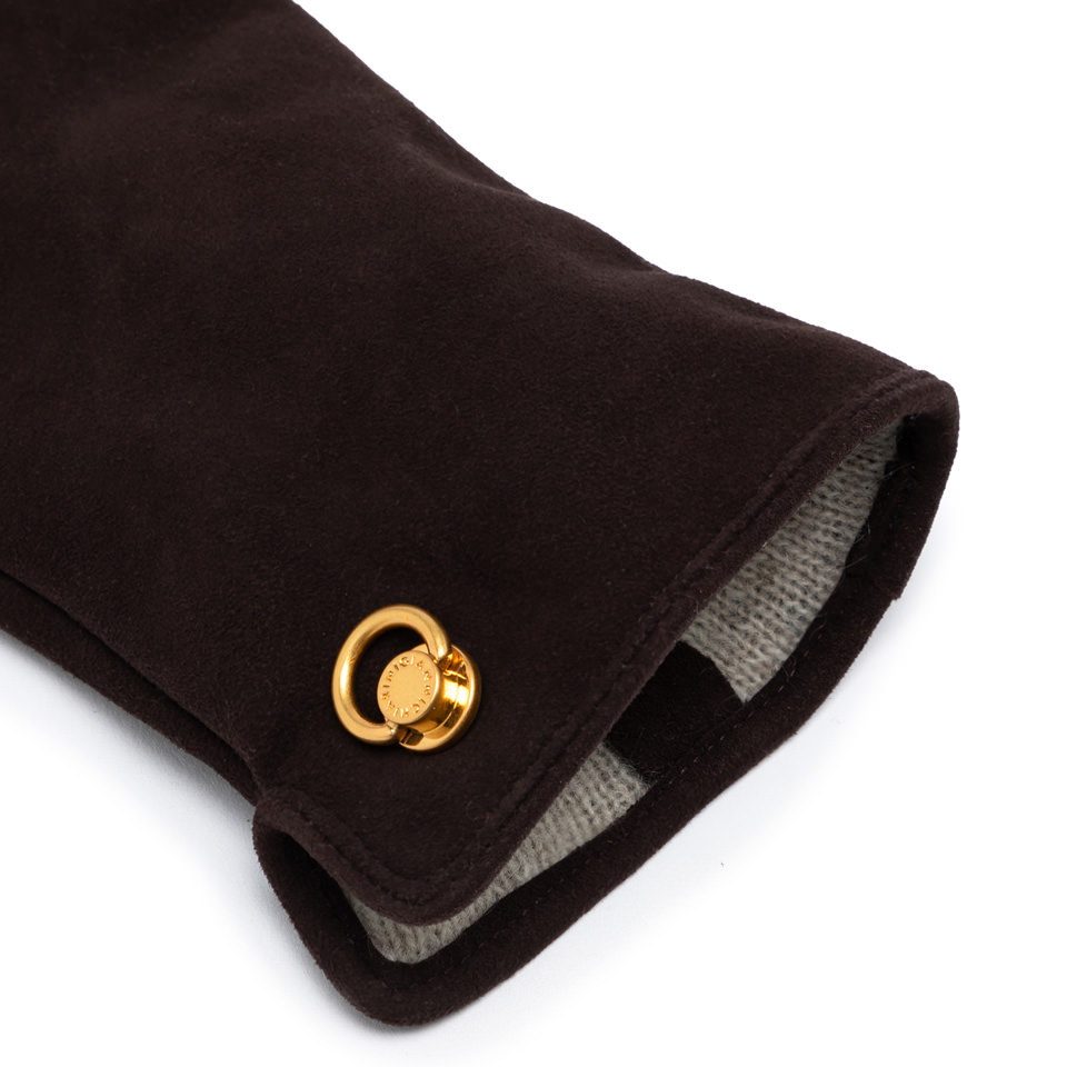 GIANNI CHIARINI  Перчатки из премиальной замши оттенка шоколада на подкладке из кашемира