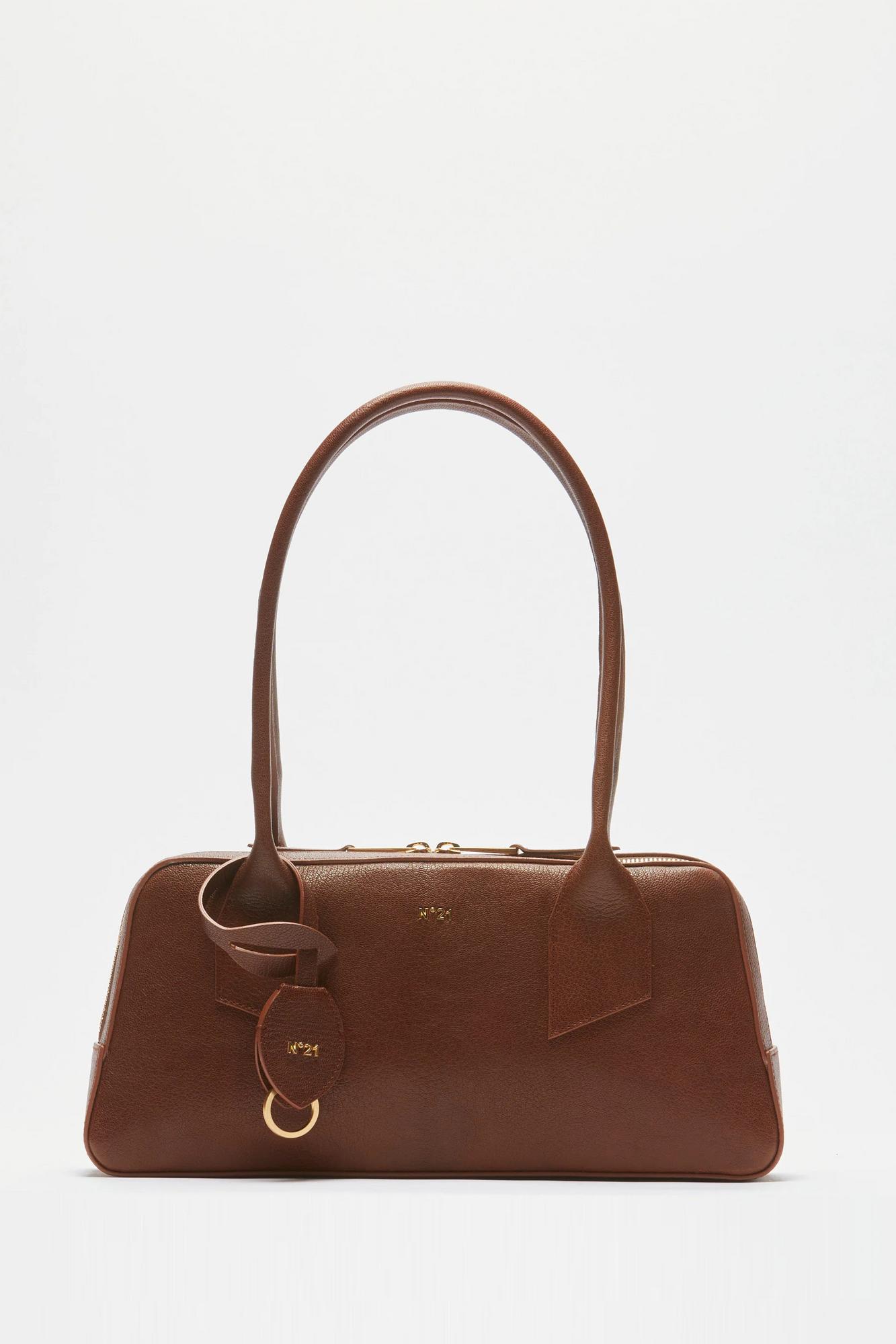 N21 Сумка Malibu Medium из премиальной кожи теленка кофейного оттенка с матовым финишем