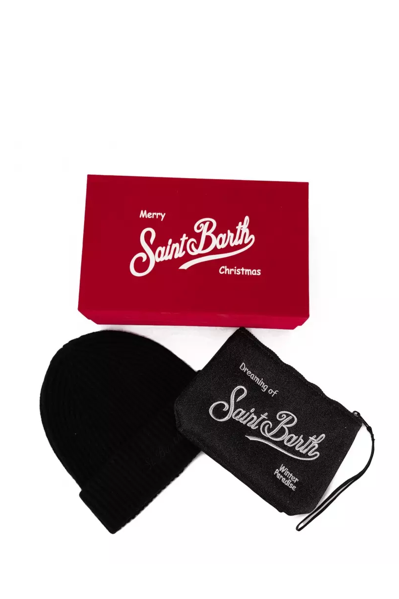 MC2 SAINT BARTH XMAS BOX! Подарочный набор: шапка-бинни черная + косметичка с люрексом Aline