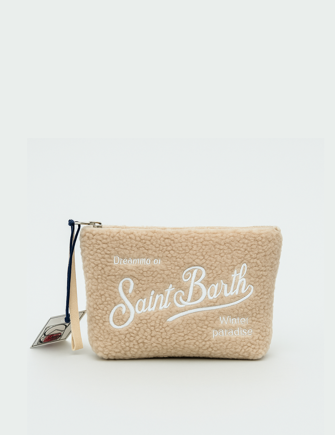 MC2 SAINT BARTH XMAS BOX! Подарочный набор: шапка-бинни оттенка беж + косметичка из шерсти тедди Aline