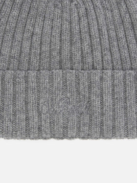 MC2 SAINT BARTH Шапка с широким отворотом из 100% премиального кашемира в серо-меланжевом оттенке