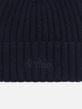 MC2 SAINT BARTH Шапка с широким отворотом из 100% премиального кашемира в оттенка navy blue