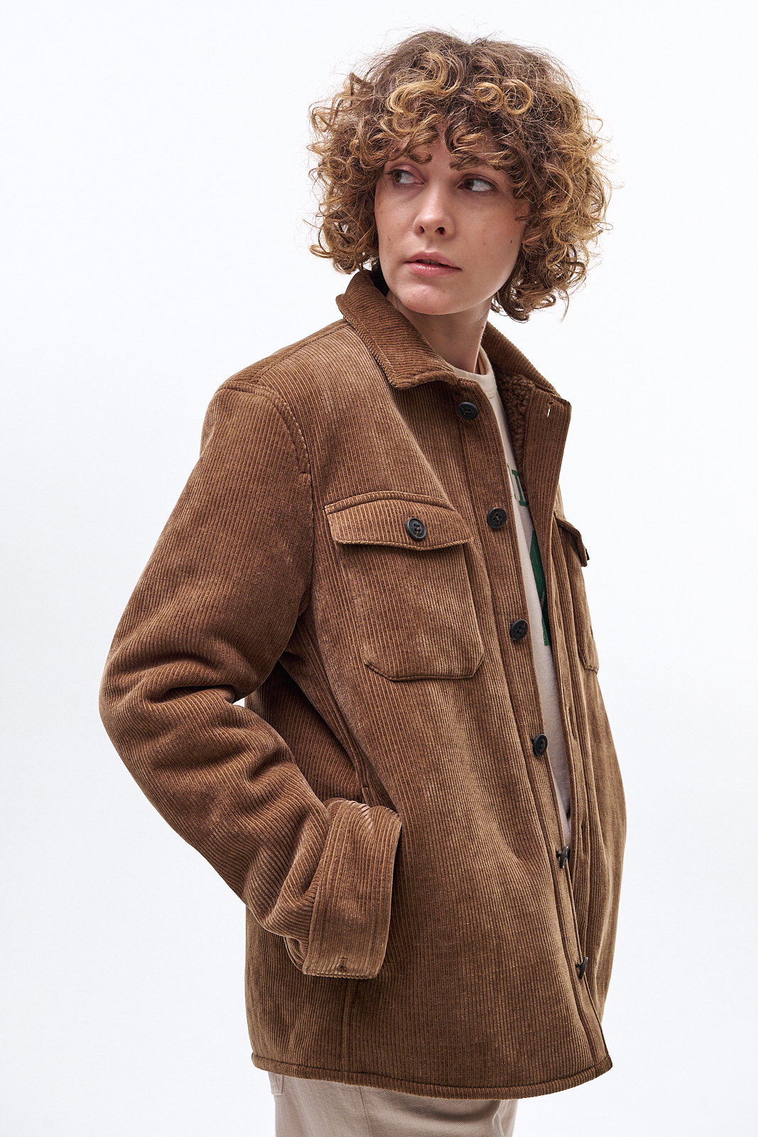 MC2 SAINT BARTH Куртка с накладными карманами из фактурного кордового вельвета на подстежке из шерсти овчины