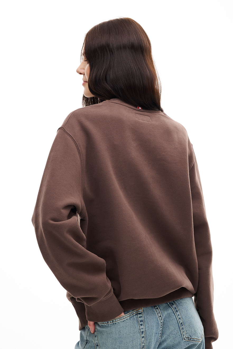 MC2 SAINT BARTH  Свитшот из зимнего футера оттенка какао с фирменным принтом