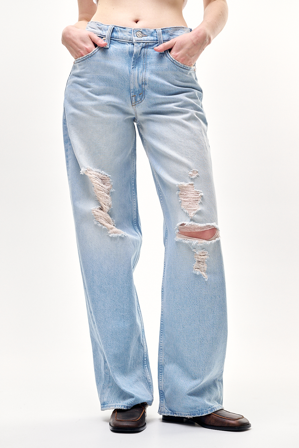 MOTHER Джинсы The Spinner прямого кроя из плотного original голубого денима