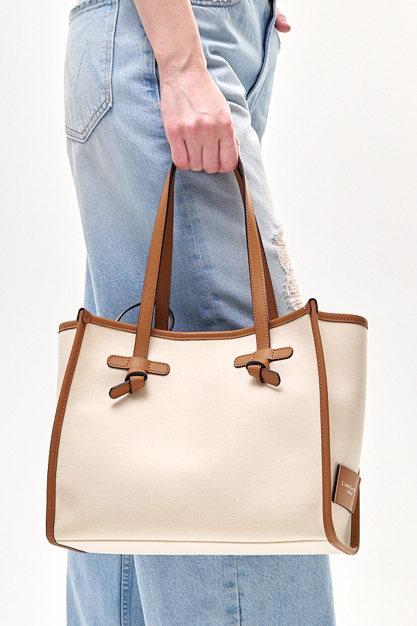 GIANNI CHIARINI Сумка-тоут Marcella 32 original из хлопка канвас оттенка экрю