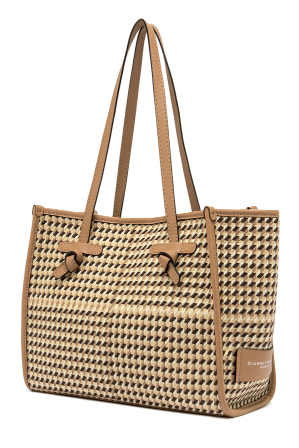 GIANNI CHIARINI Сумка-тоут Marcella 32 Mosaic из жаккардового хлопка в шоколадных тонах