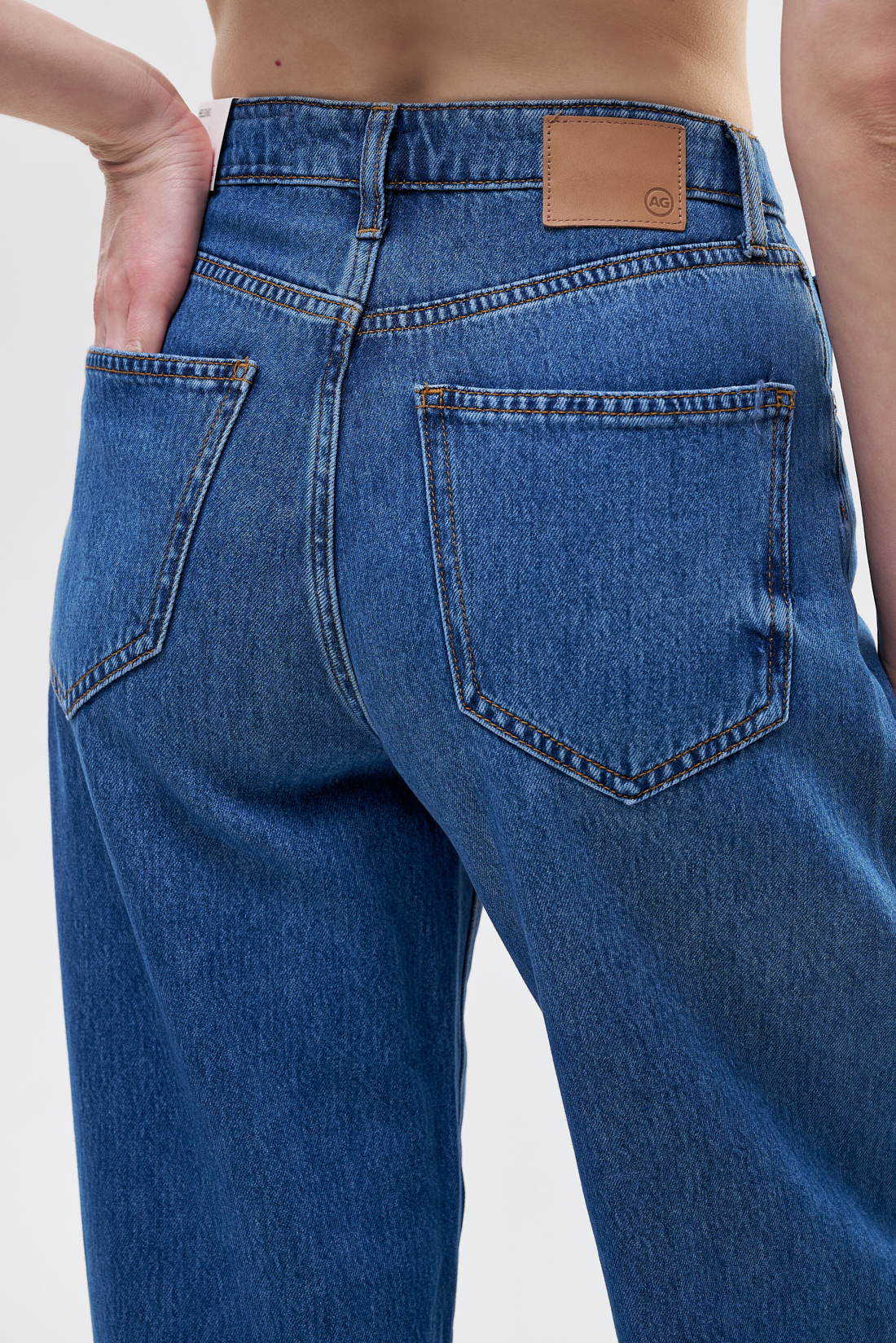 Adriano Goldschmied Джинсы- палаццо Helsinki с диагональным боковым швом из премиум денима насыщенно-синего цвета