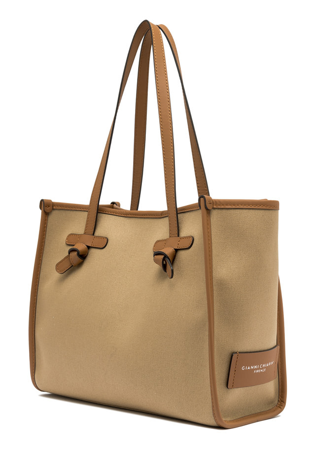 GIANNI CHIARINI Сумка-тоут Marcella 32 original из хлопка канвас песочного оттенка