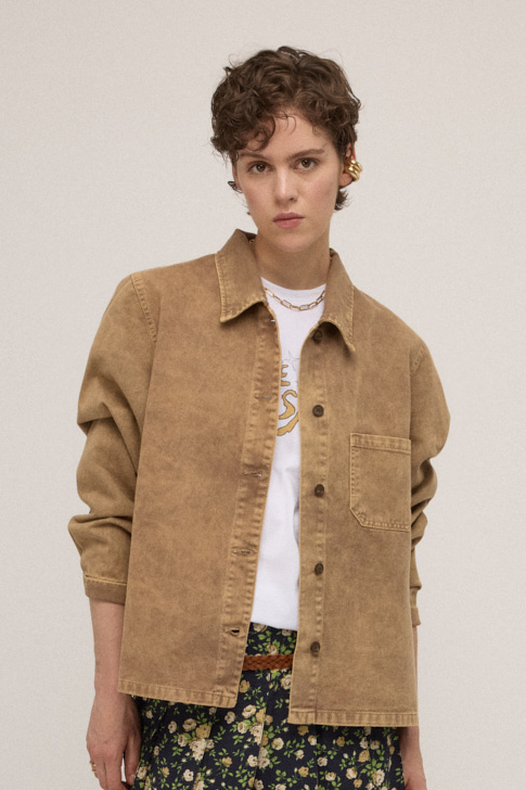 OTTOD'AME Рубашка из стираного денима с эффектом тай-дай