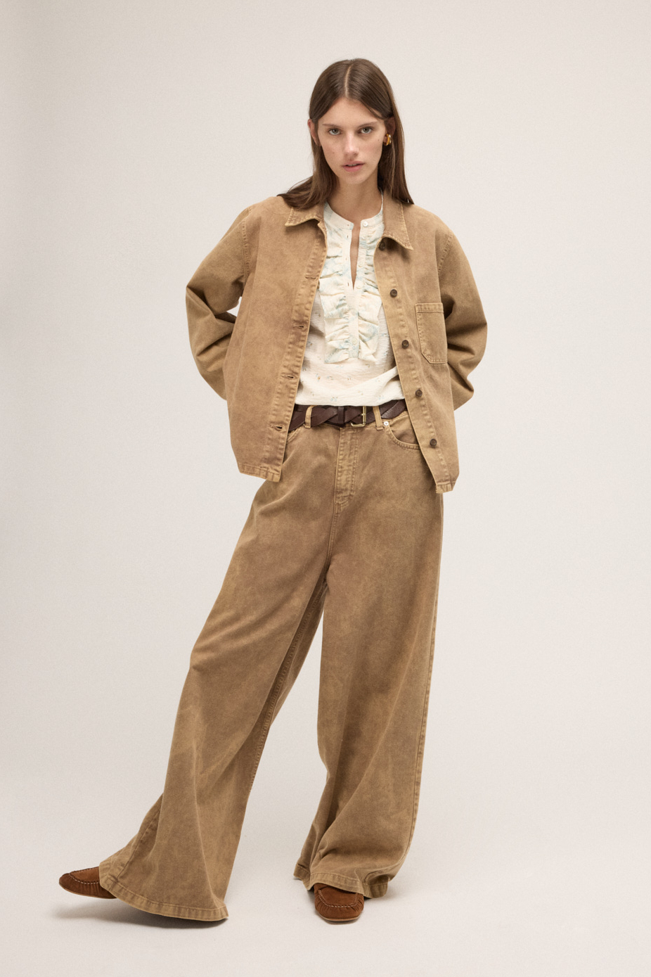 OTTOD'AME Джинсы супер широкого кроя из стираного денима с эффектом тай-дай