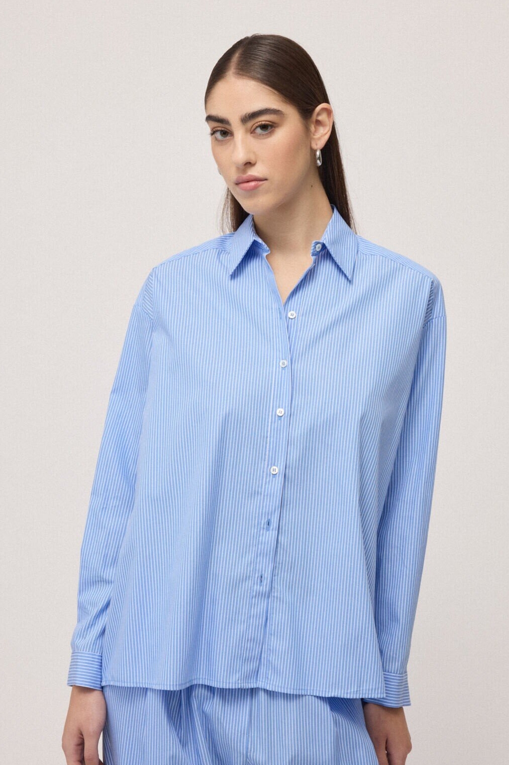 OTTOD'AME Рубашка оверсайз из поплина с рисунком в полоску