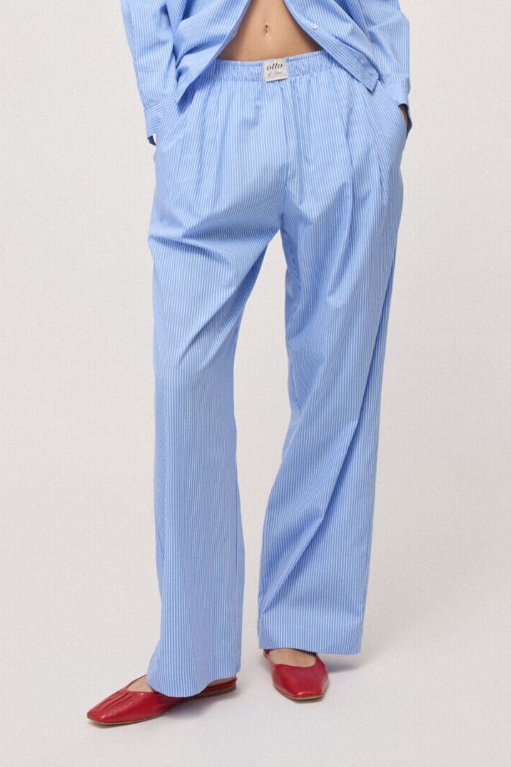 OTTOD'AME Брюки пижамного типа на эластичном поясе из поплина с рисунком в полоску