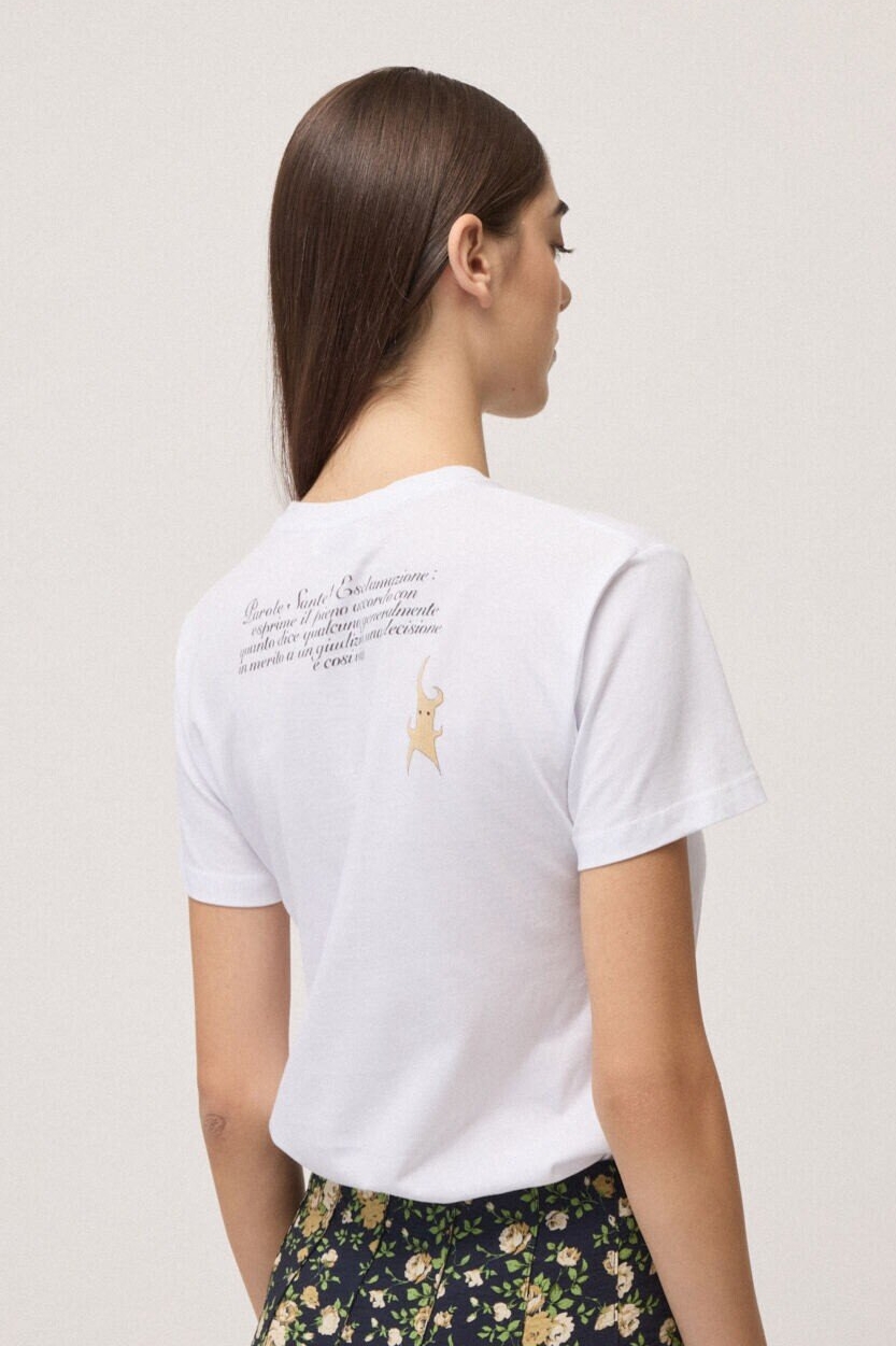 OTTOD'AME  Футболка прямого кроя из натурального хлопка с принтом «Parole sante»