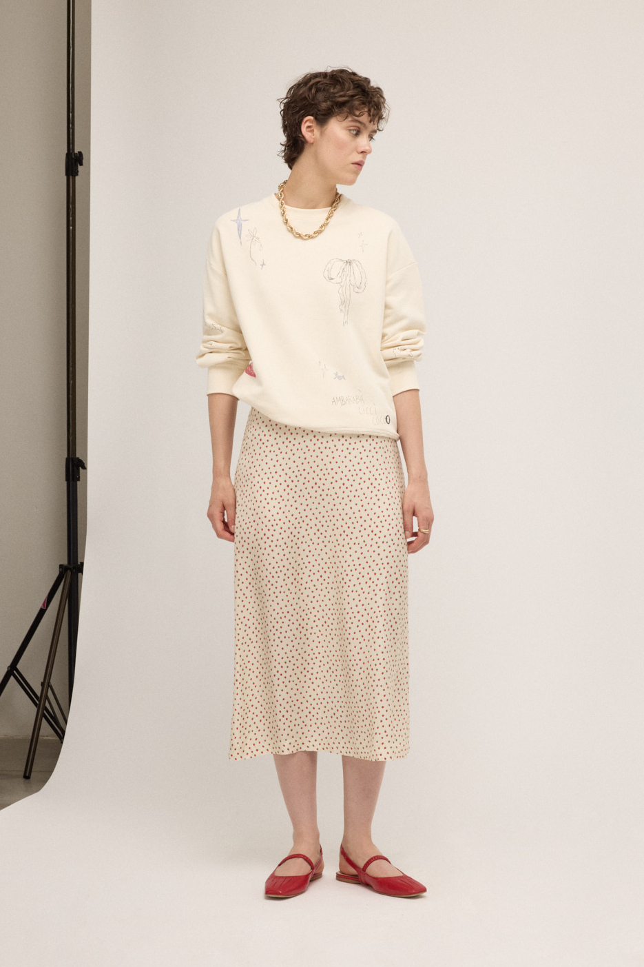 OTTOD'AME  Свитшот из хлопка с сезонным принтом