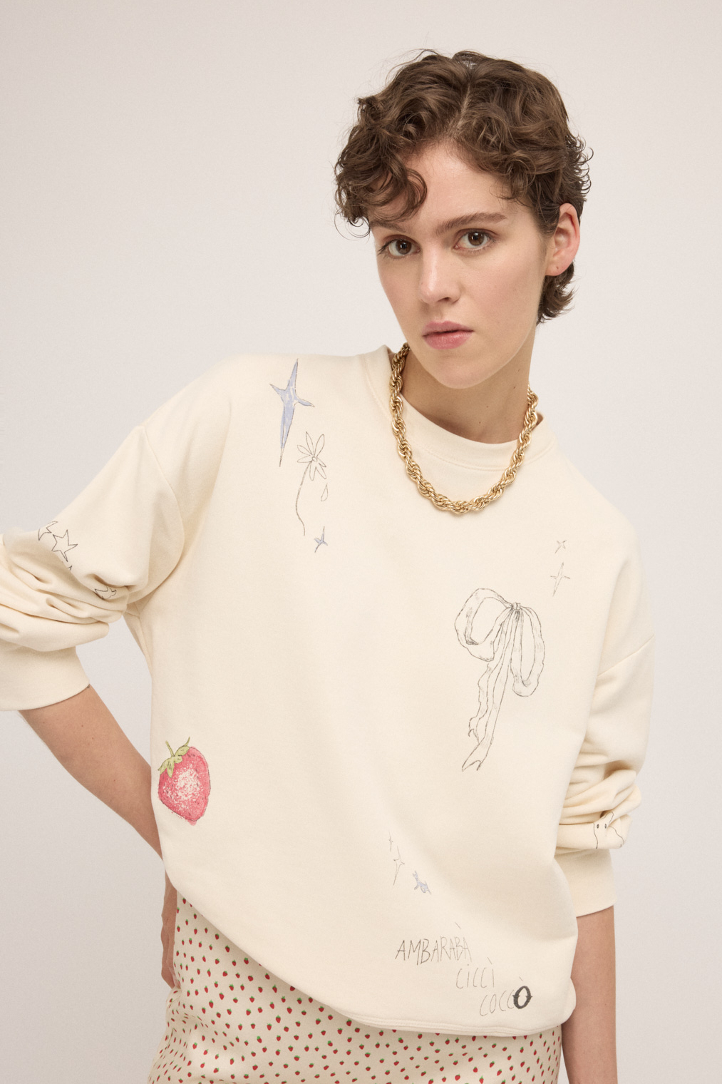 OTTOD'AME  Свитшот из хлопка с сезонным принтом