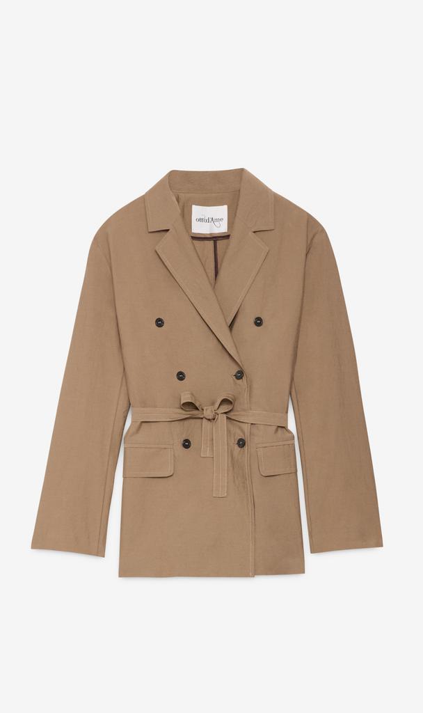 OTTOD'AME Жакет двубортного кроя оттенка кэмел