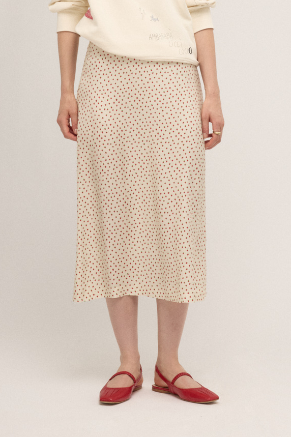 OTTOD'AME Юбка бельевого кроя из воздушной вискозы с «клубничным» принтом