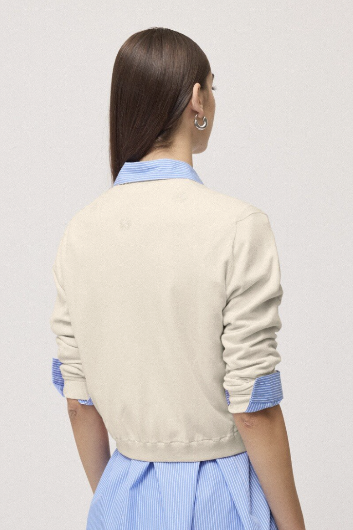 OTTOD'AME Кардиган из нежной вискозы с вышивкой ручной работы и жемчужными пуговицами