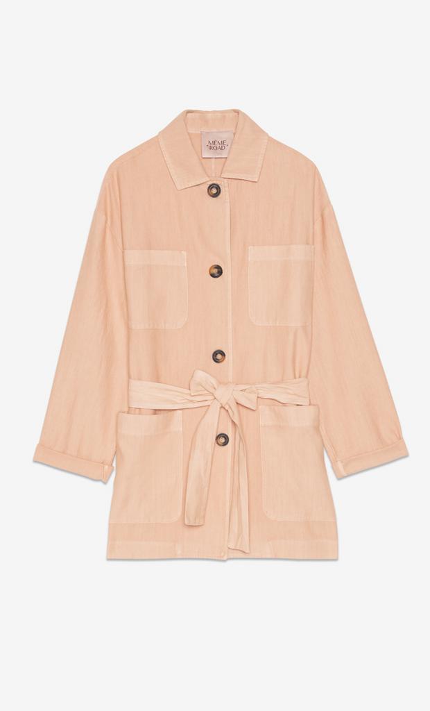 MEME ROAD Куртка с накладными карманами из мягкого денима пудрово-розового оттенка