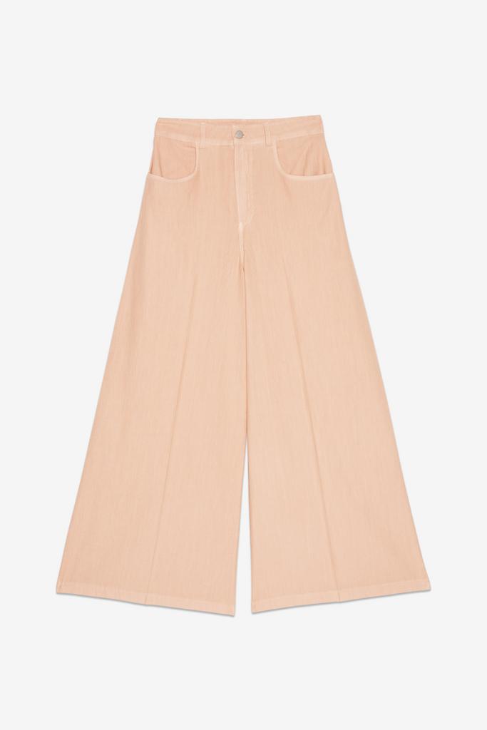 MEME ROAD Джинсы расклешенные от бедра из мягкого денима пудово-розового оттенка