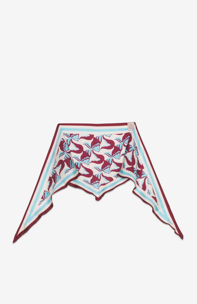 MEME ROAD Платок-косынка из натурального шелка с рисунком «рыбки»