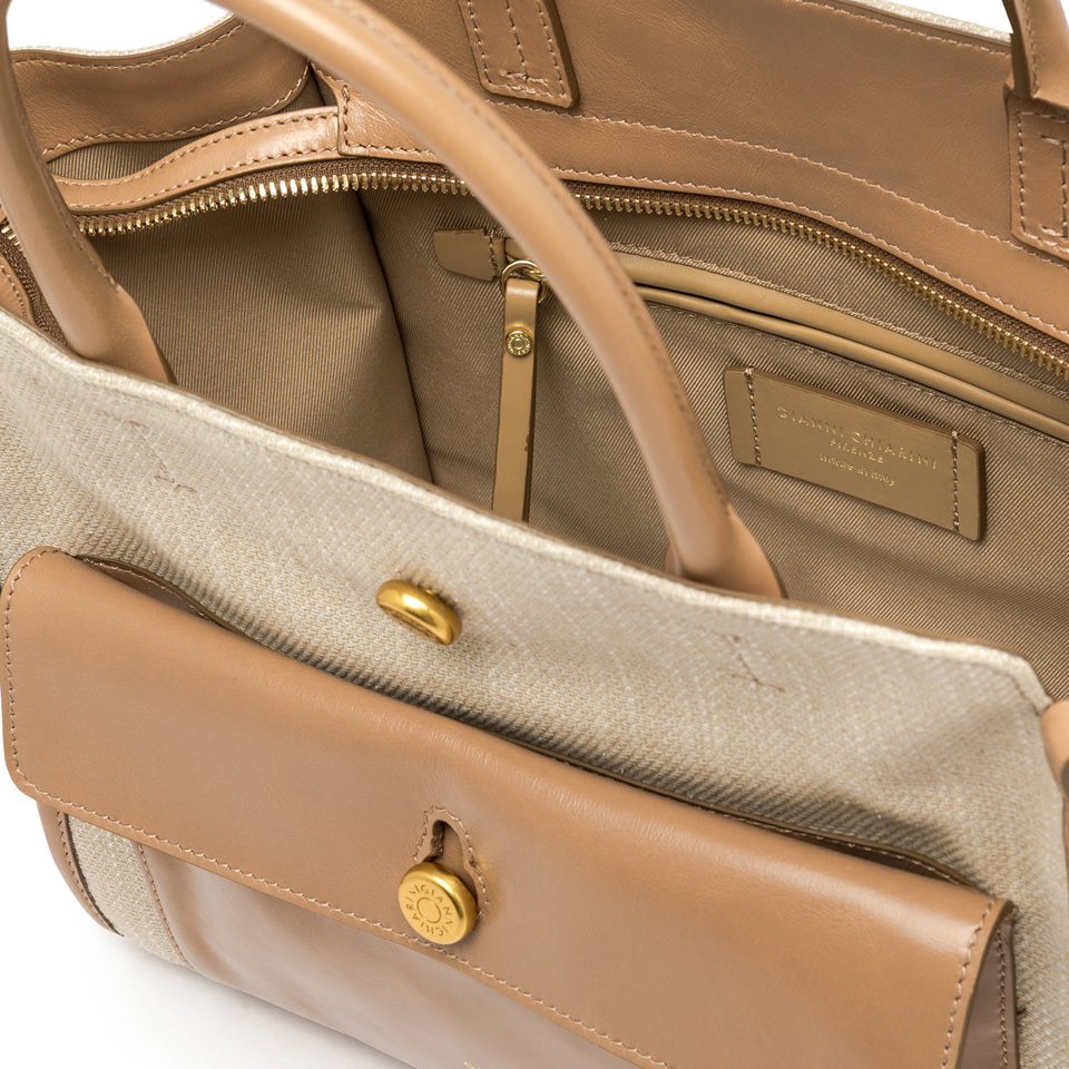 GIANNI CHIARINI Сумка CHER medium  из хлопка канвас со  вставками из лаковой  кожи