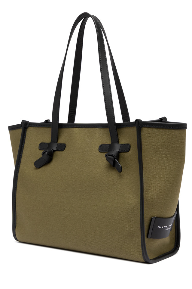 GIANNI CHIARINI Сумка-тоут Marcella 32 original из хлопка канвас оттенка хаки